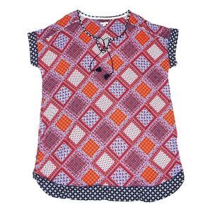 Layla Plus Size Contrast-Print Keyhole Sleepshirt Size 3X